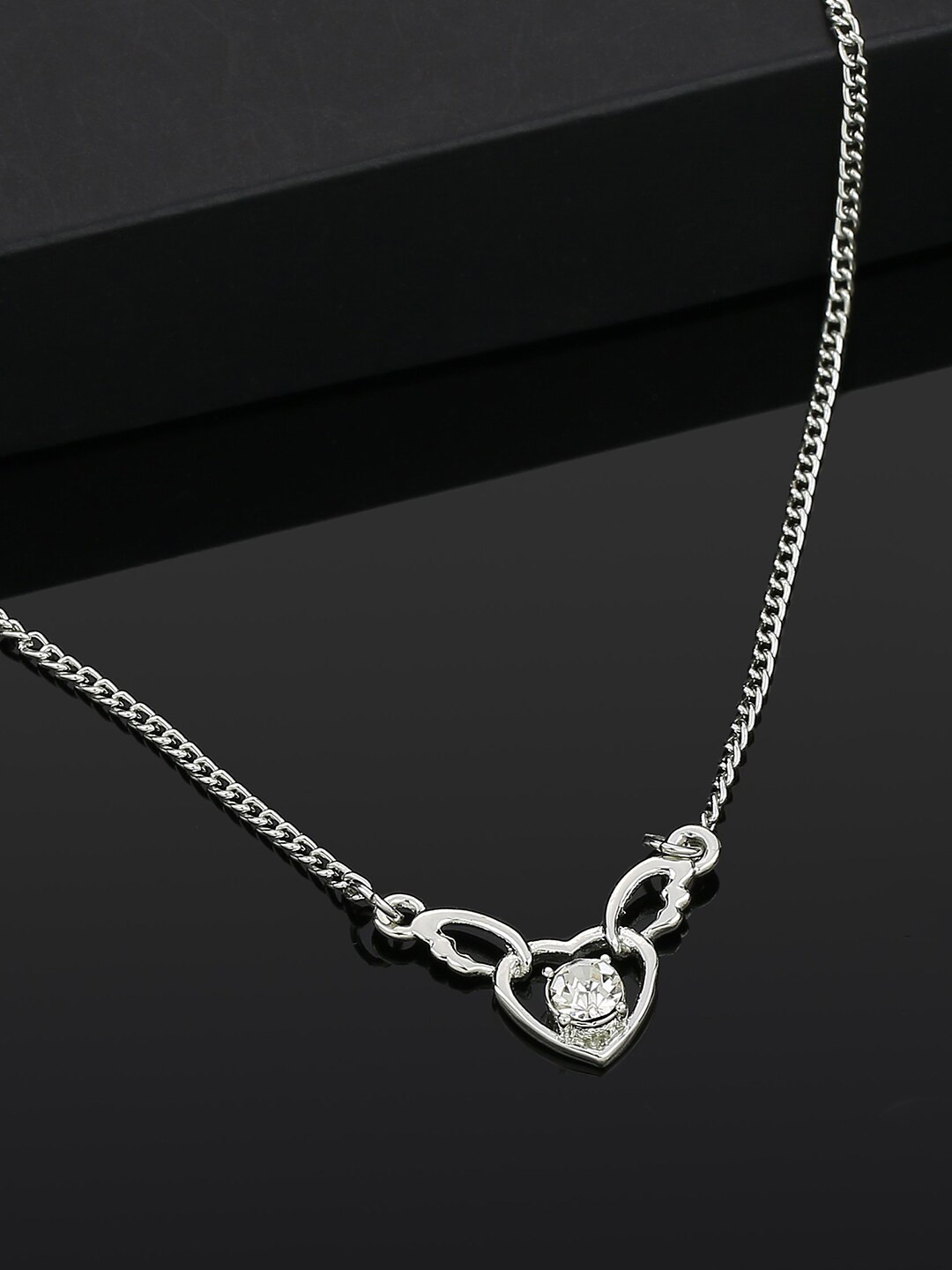 

Estele Rhodium-Plated Crystals Studded Necklace, White
