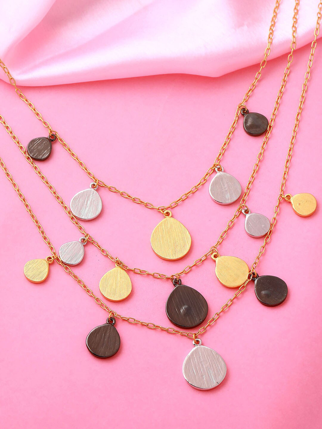 

Estele Gold-Plated Stone Studded Layered Necklace, Grey
