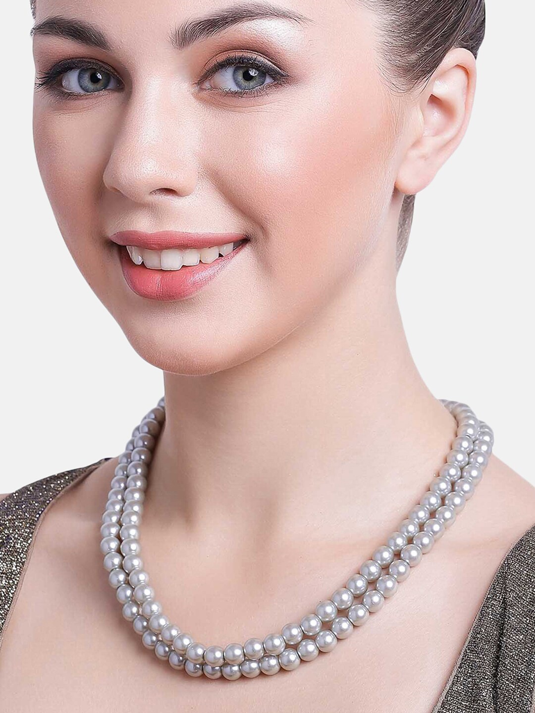 

Estele Gold-Plated Pearls Necklace, Grey