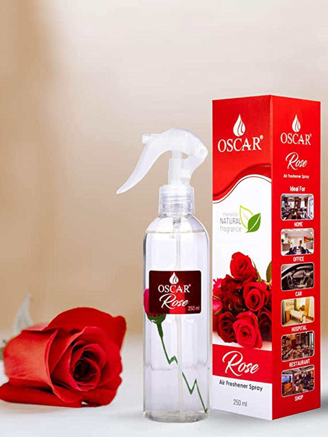 

OSCAR 2 Pieces Rose and Jasmine Room Freshener 250ml Each, Transparent