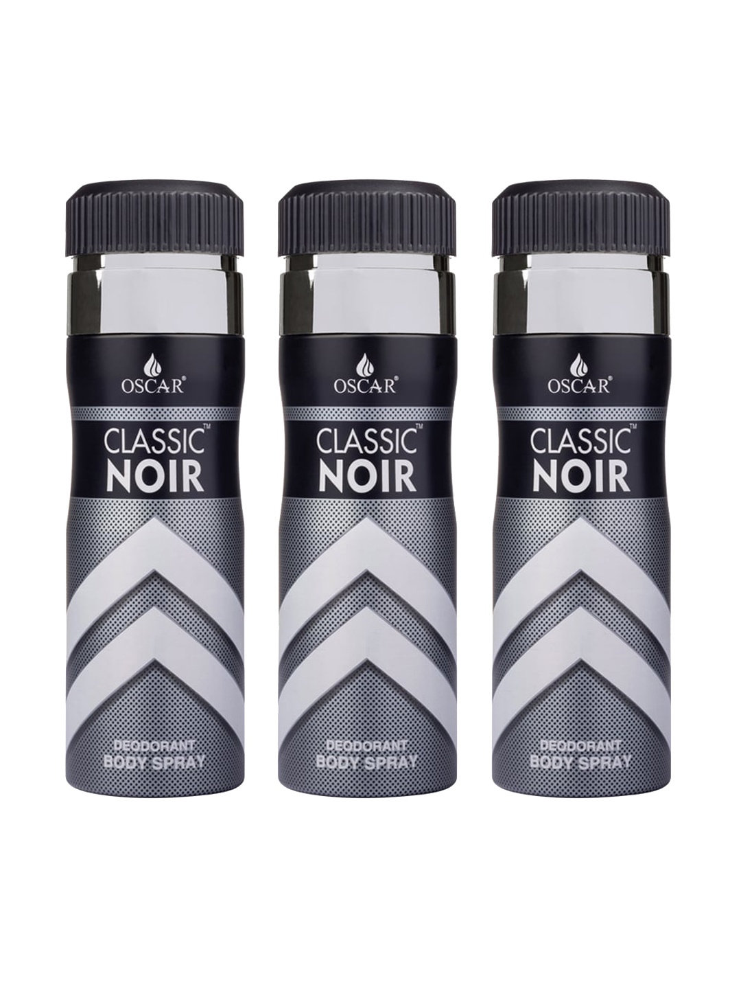 

OSCAR Set of 3 Classic Noir Oriental Smell Deodorant Body Spray - 200 ml each, Black