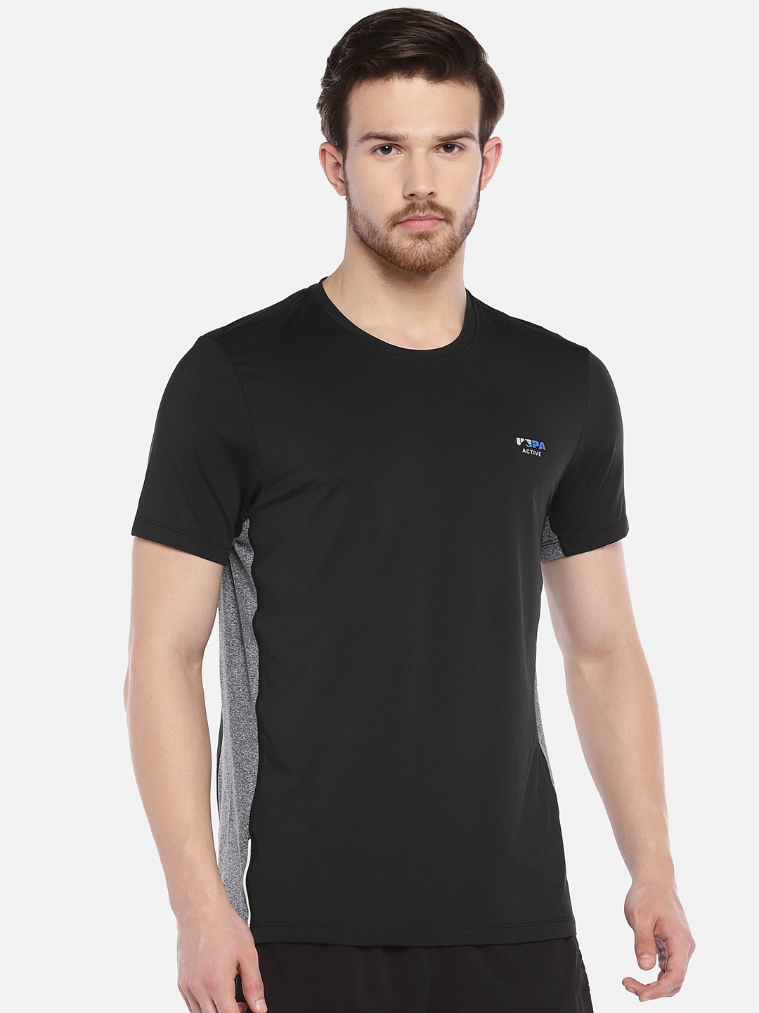 

U.S. Polo Assn. Men Black Solid Round Neck T-shirt