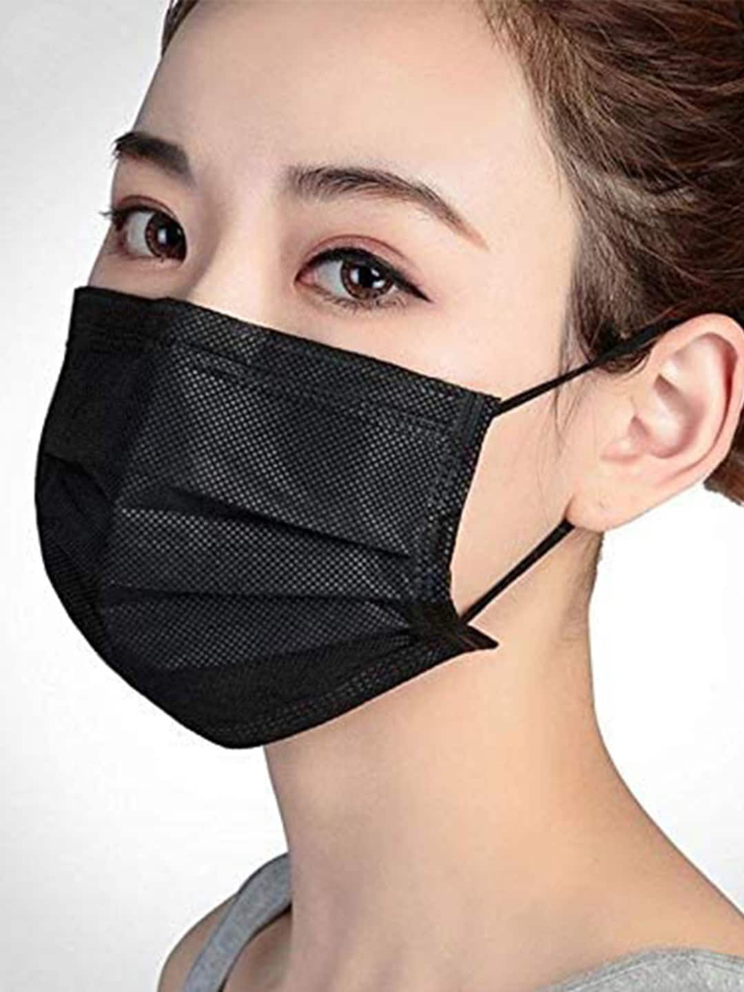 

LONDON FASHION hob Pack Of 100 3-Ply Surgical Mask With Nose-Pin, Black