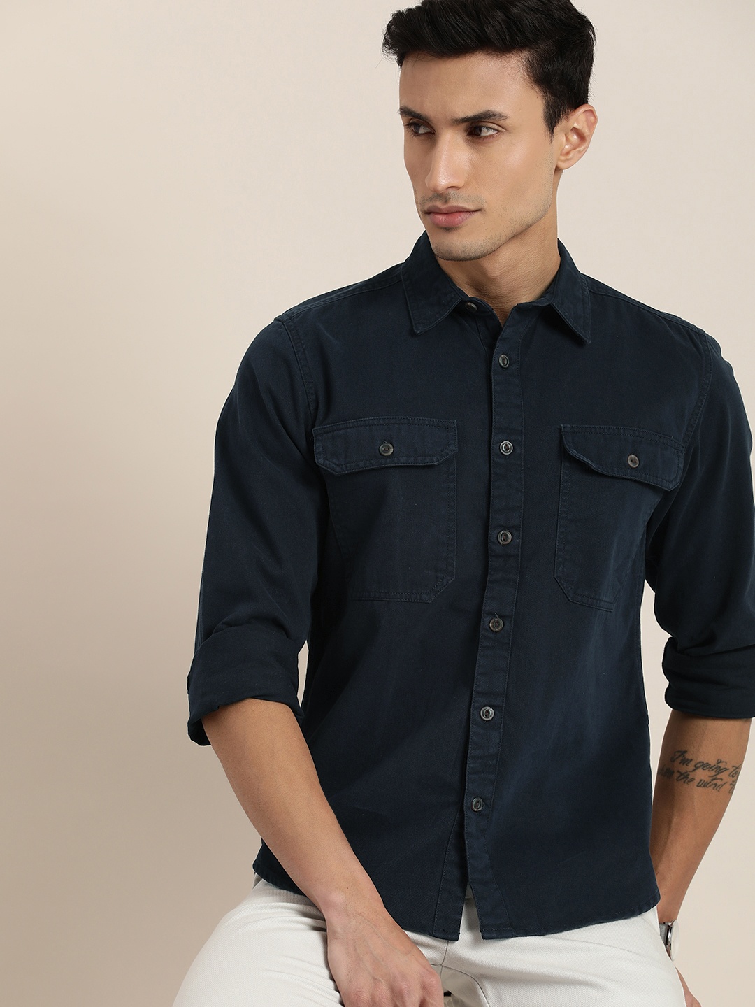 

Moda Rapido Opaque Casual Shirt, Navy blue