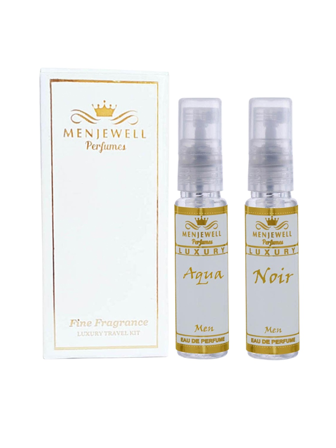 

Menjewell Luxury Set of Noir & Aqua Eau De Parfum - 10 ml each, White