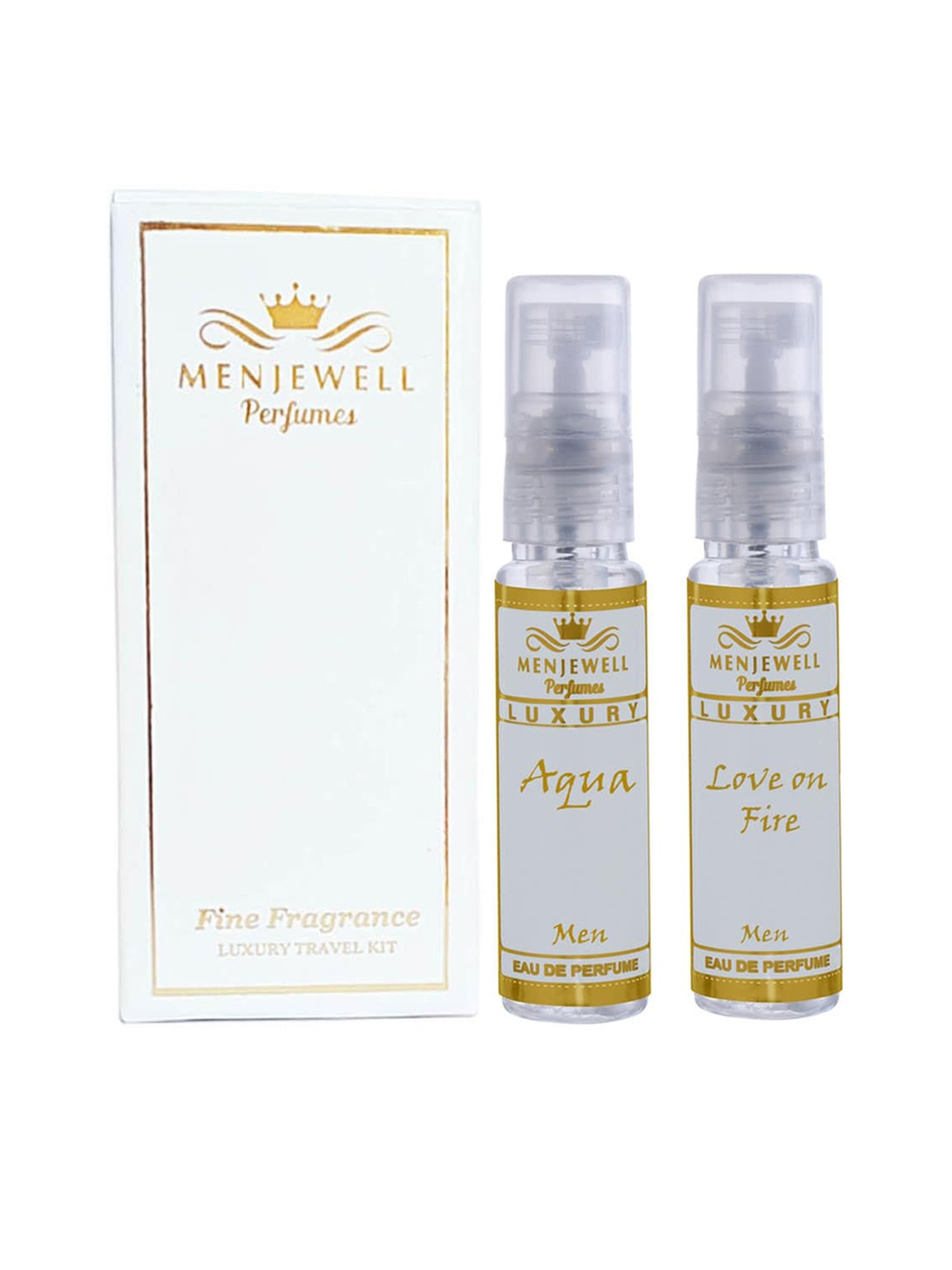 

Menjewell Luxury Set of Love On Fire & Aqua Eau De Parfum - 10 ml each, White