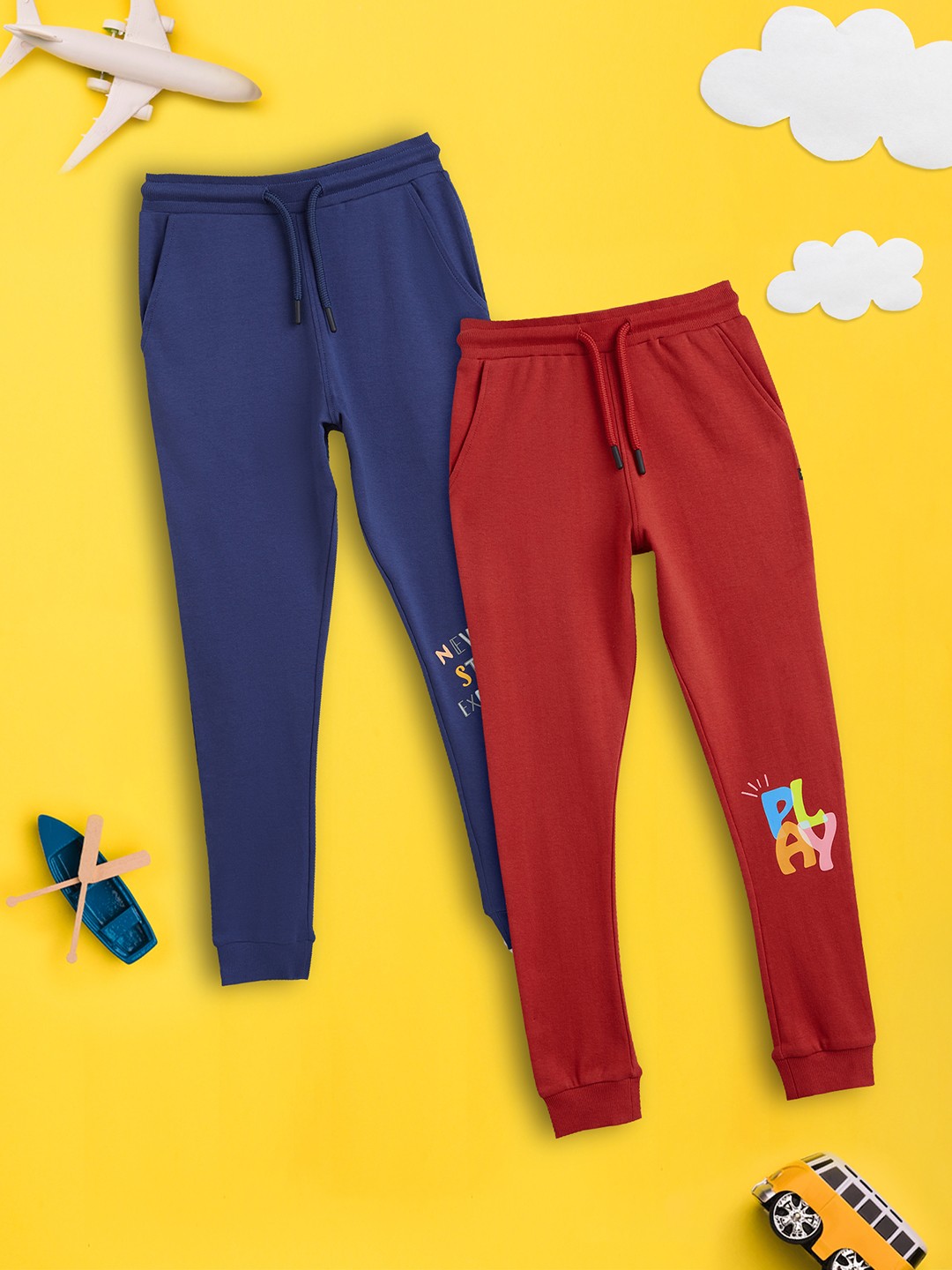 

XY Life Boys Pack Of 2 Mid-Rise Relaxed-Fit Joggers, Blue