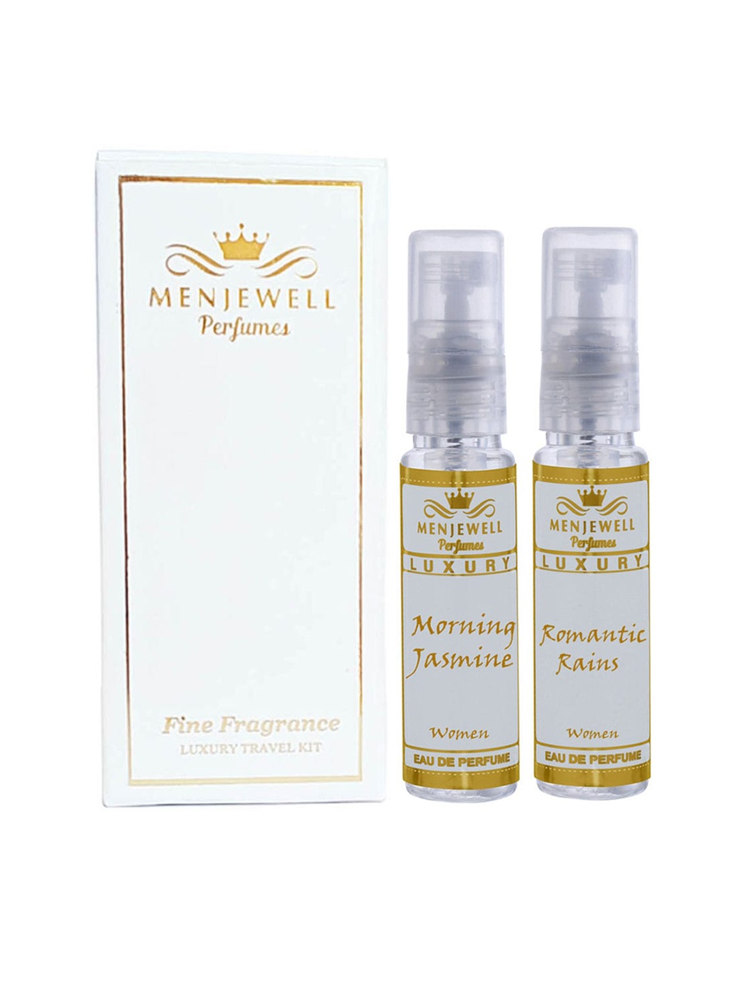 

Menjewell Luxury Set of Romantic Rain & Jasmine Eau De Parfum - 10 ml each, White