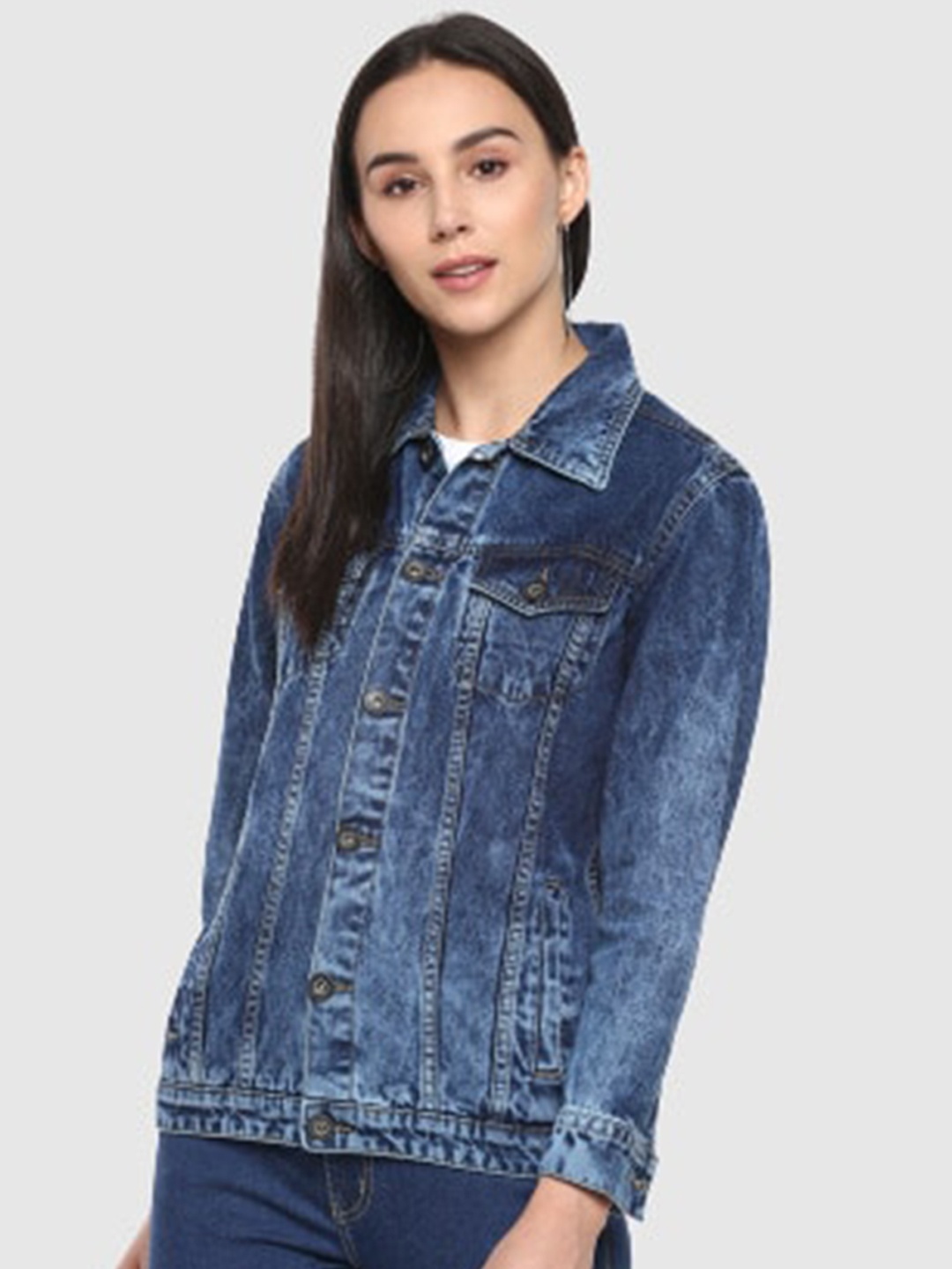 

LAMOURE BY RED CHIEF Women Blue Washed Denim Jacket