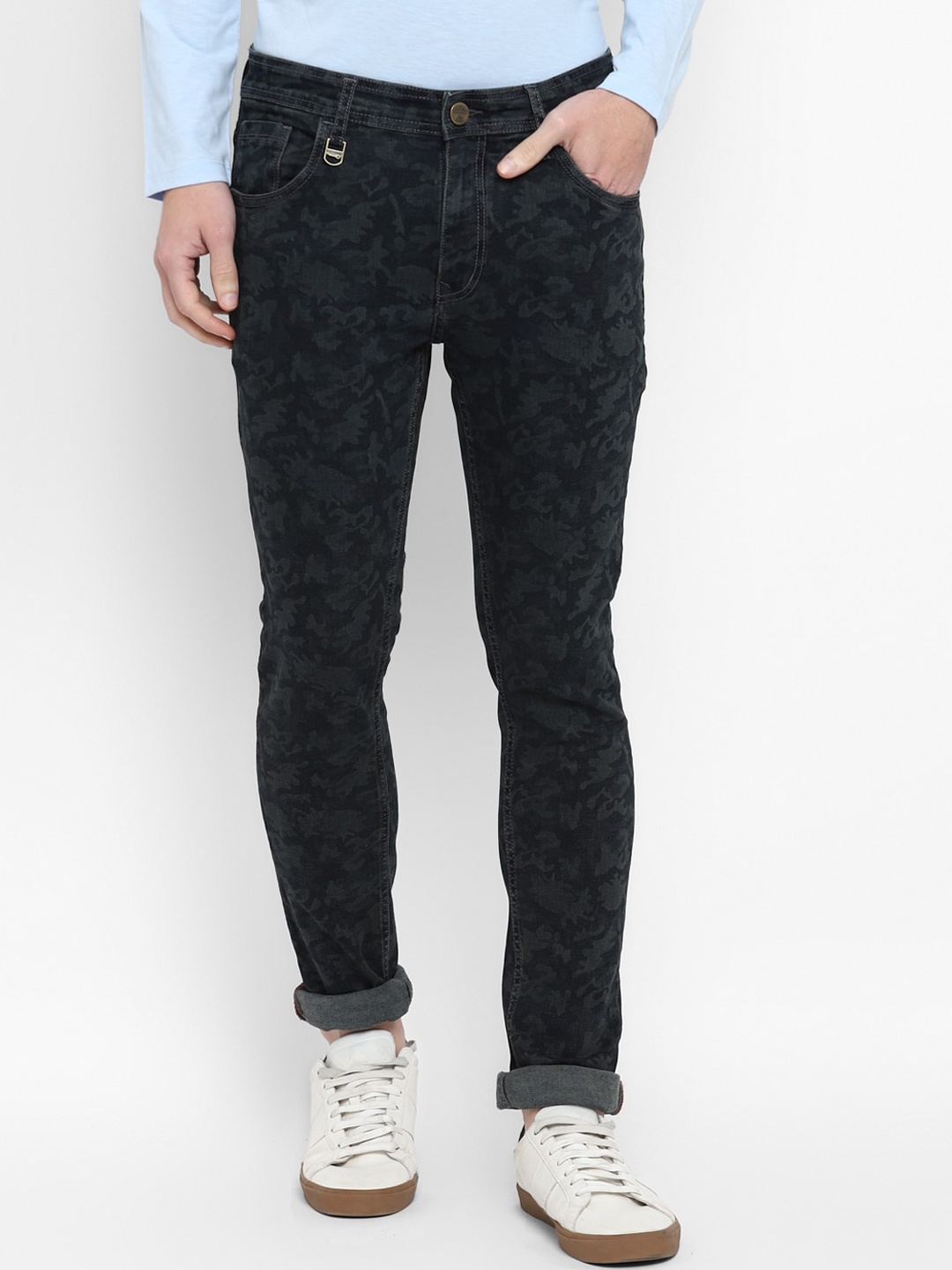 

Red Chief Men Slim Fit Printed Cotton Jeans, Olive