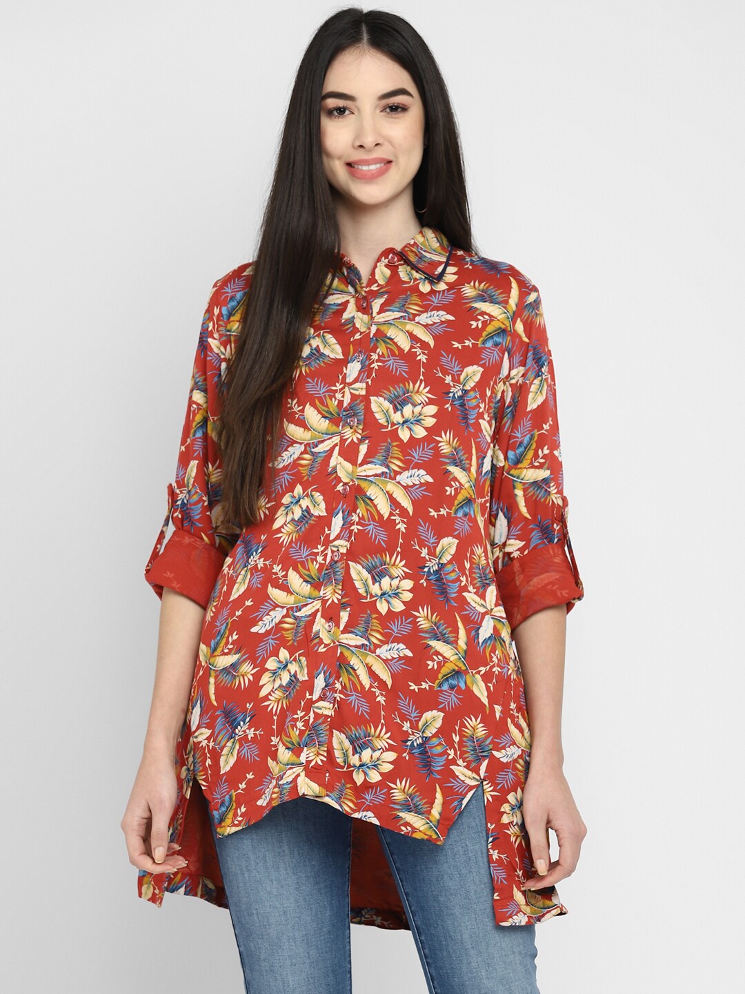 

LAMOURE BY RED CHIEF Shirt Collar Printed Tunic