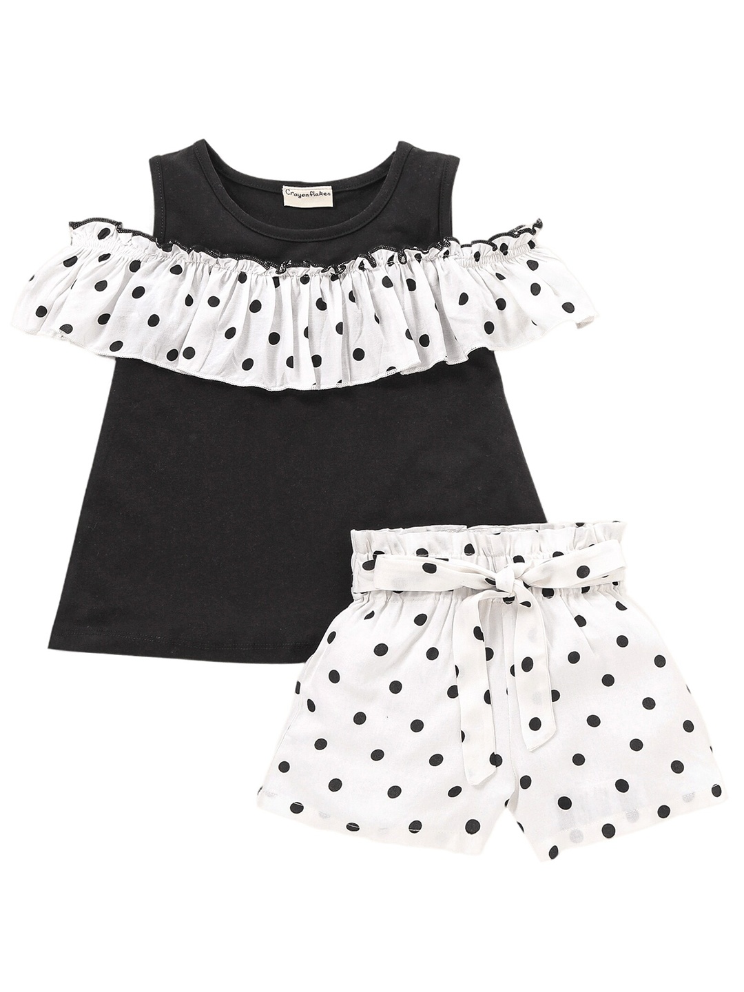 

CrayonFlakes Girlsn Printed Pure Cotton Tunic with Shorts, White