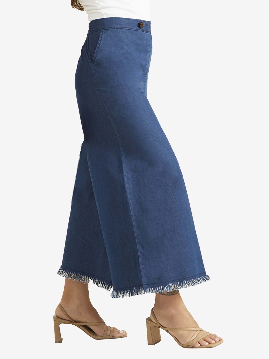 

indian flower Women Flared Knitted Palazzos, Blue