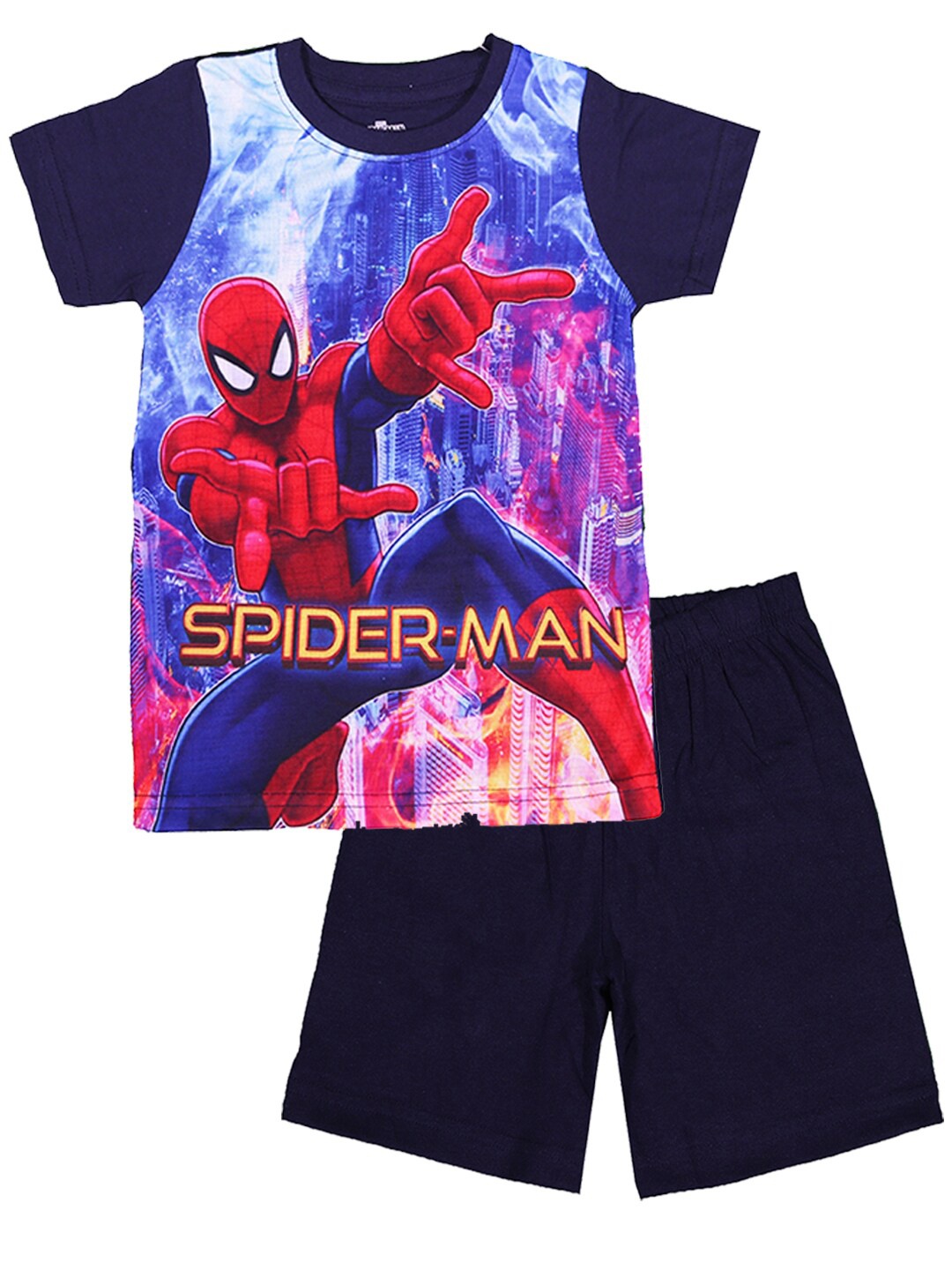 

KINSEY Boys Marvel Spiderman Printed T-shirt with Shorts Clothing Set, Navy blue