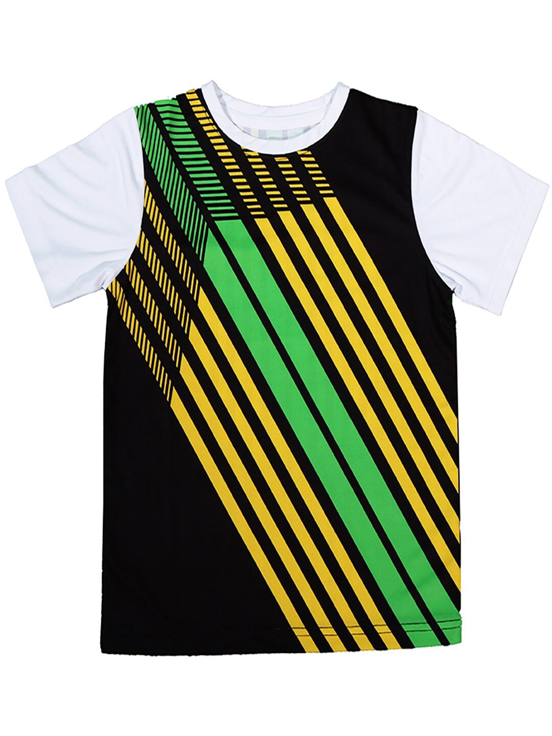 

KINSEY Boys Round Neck Striped Printed T-shirt, Black