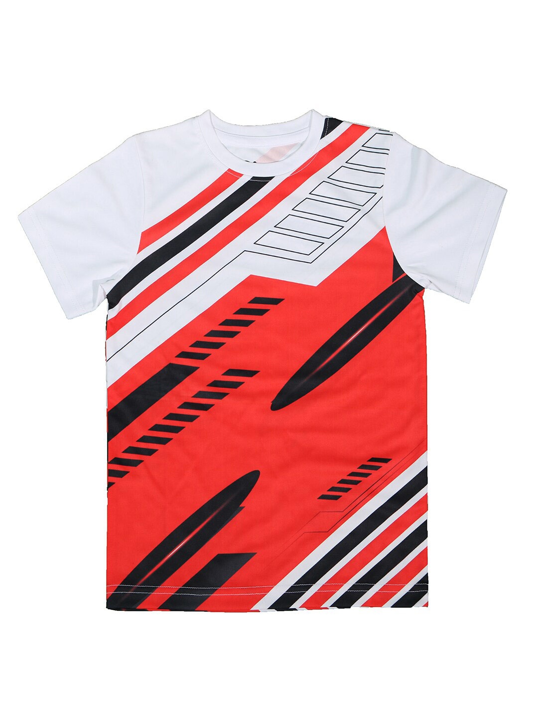 

KINSEY Boys Round Neck Striped Printed T-shirt, Red