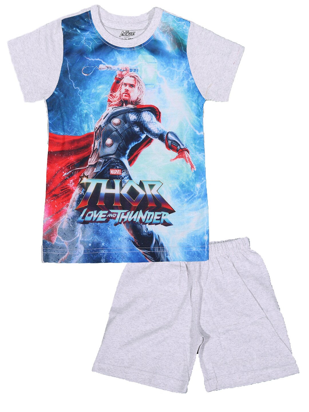 

KINSEY Boys Marvel Thor Printed T-shirt with Shorts Clothing Set, Grey melange