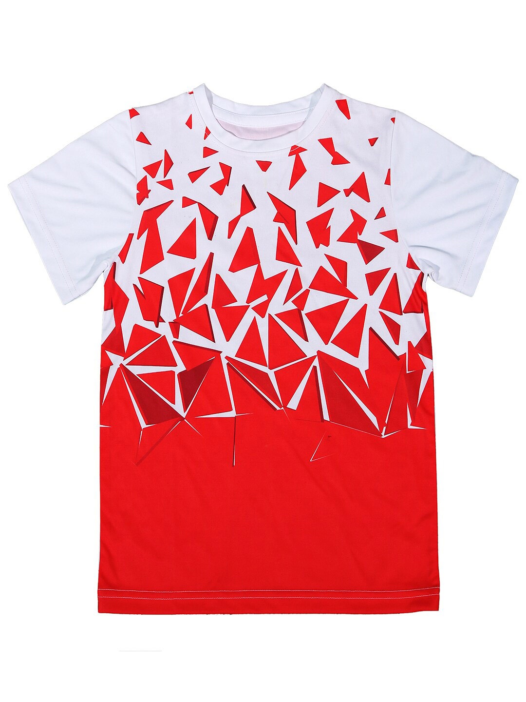 

KINSEY Girls Round Neck Geometric Printed T-shirt, Red