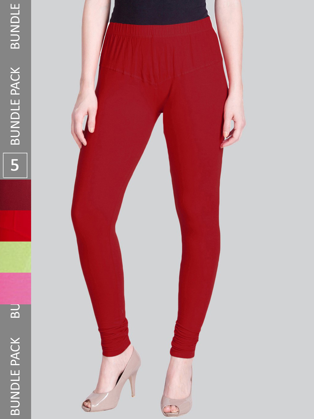 

LYRA Pack Of 5 Ultra Soft Cotton Stretchable Premium Churidar-Length Leggings, Maroon