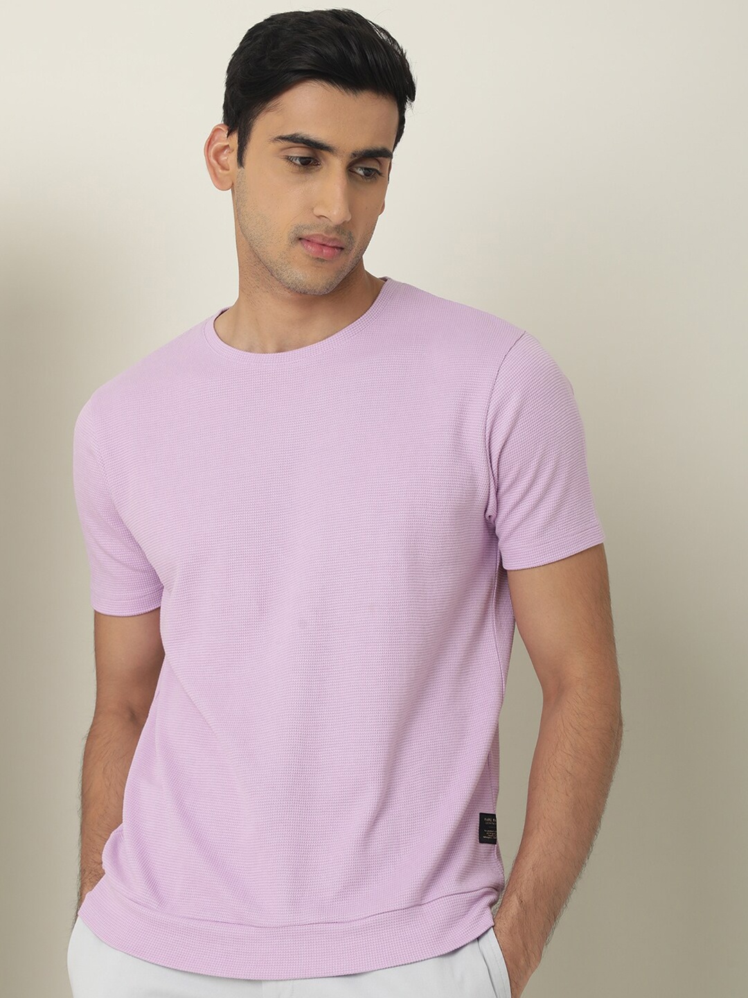 

RARE RABBIT Men Coni Round Neck Slim Fit T-Shirt, Purple