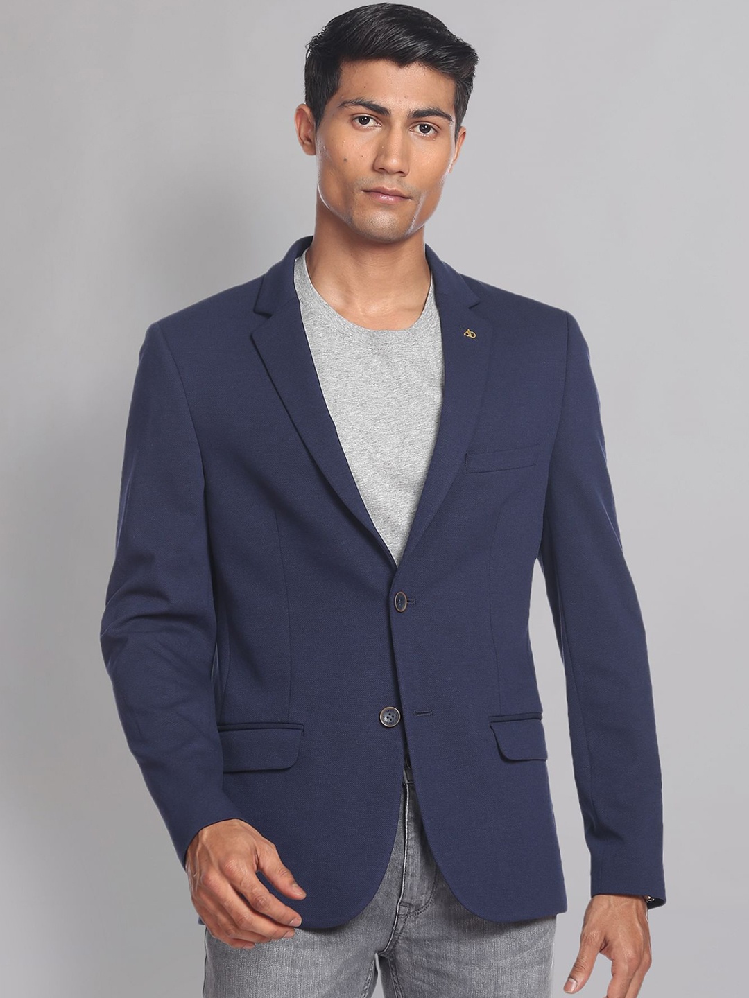 

AD By Arvind Slim-Fit Single-Breasted Formal Blazer, Blue