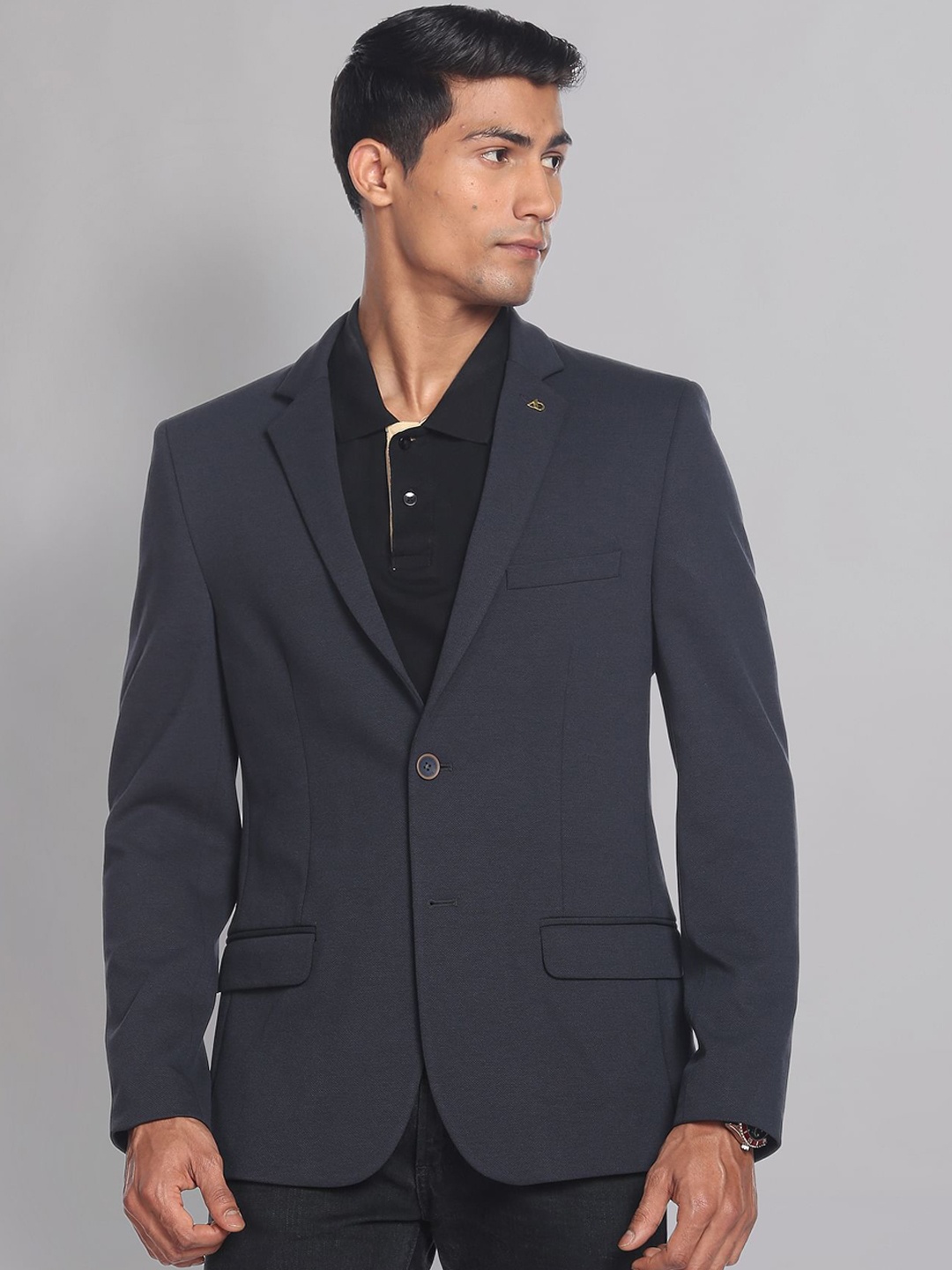 

AD By Arvind Slim-Fit Single-Breasted Formal Blazer, Blue