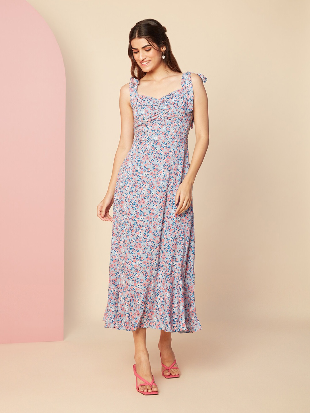 

20Dresses Floral Printed Fit and Flare Midi Dress, Blue