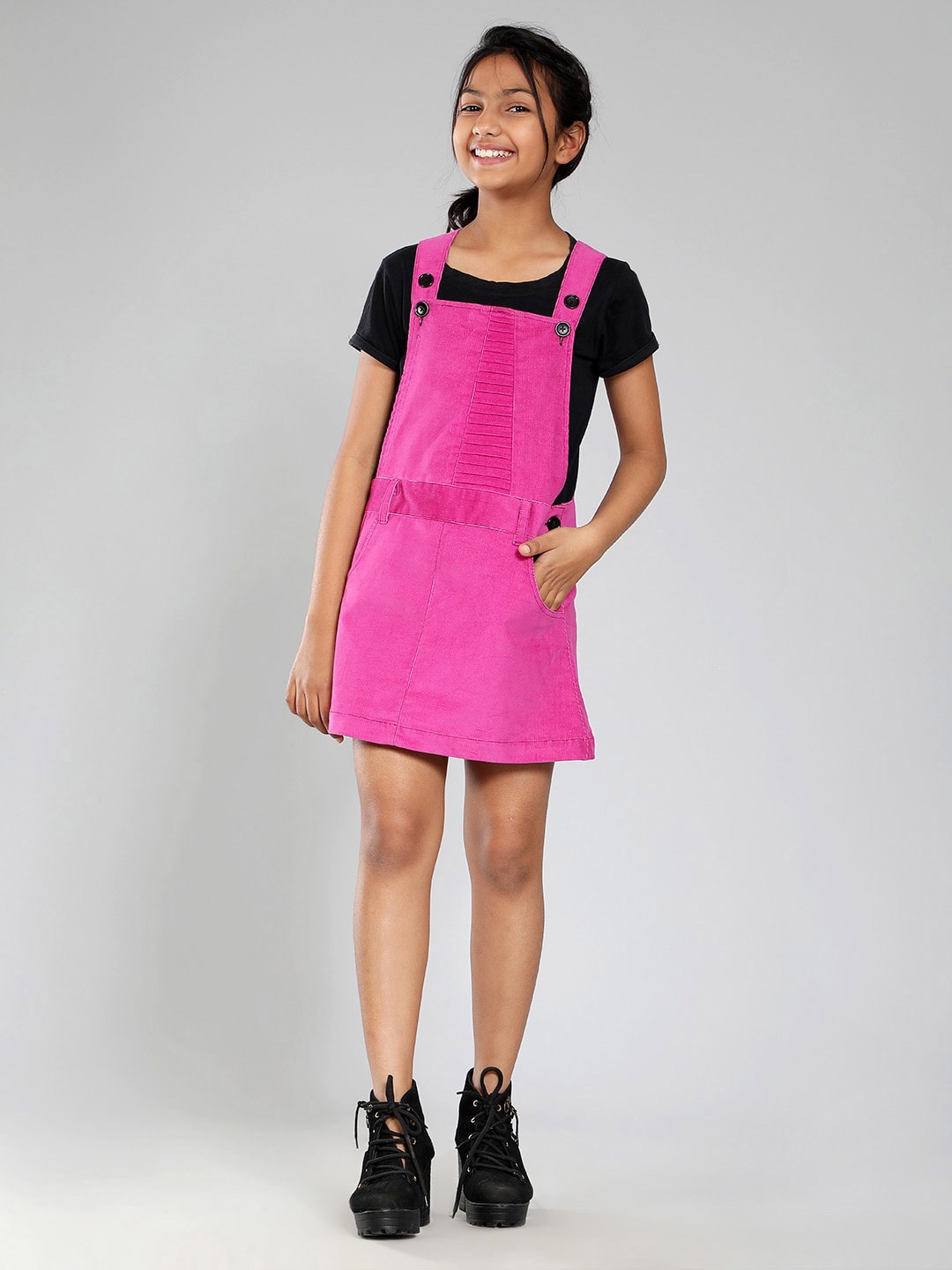 

CACA CINA Magenta Pinafore Dress