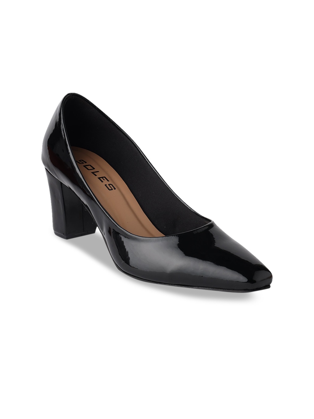 

SOLES Pointed Toe Block Pumps, Black