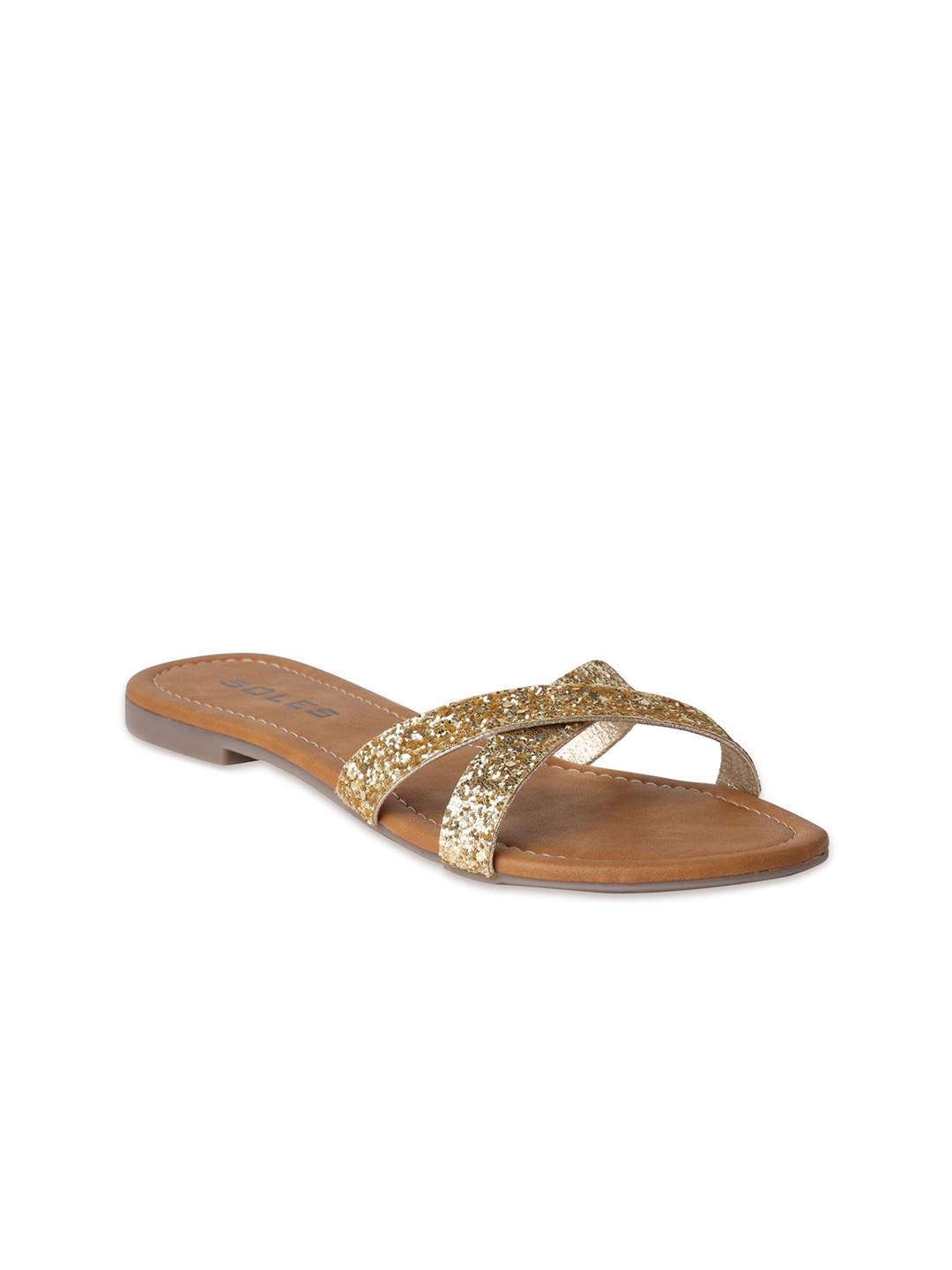 

SOLES Women Embellished Open Toe Flats, Gold