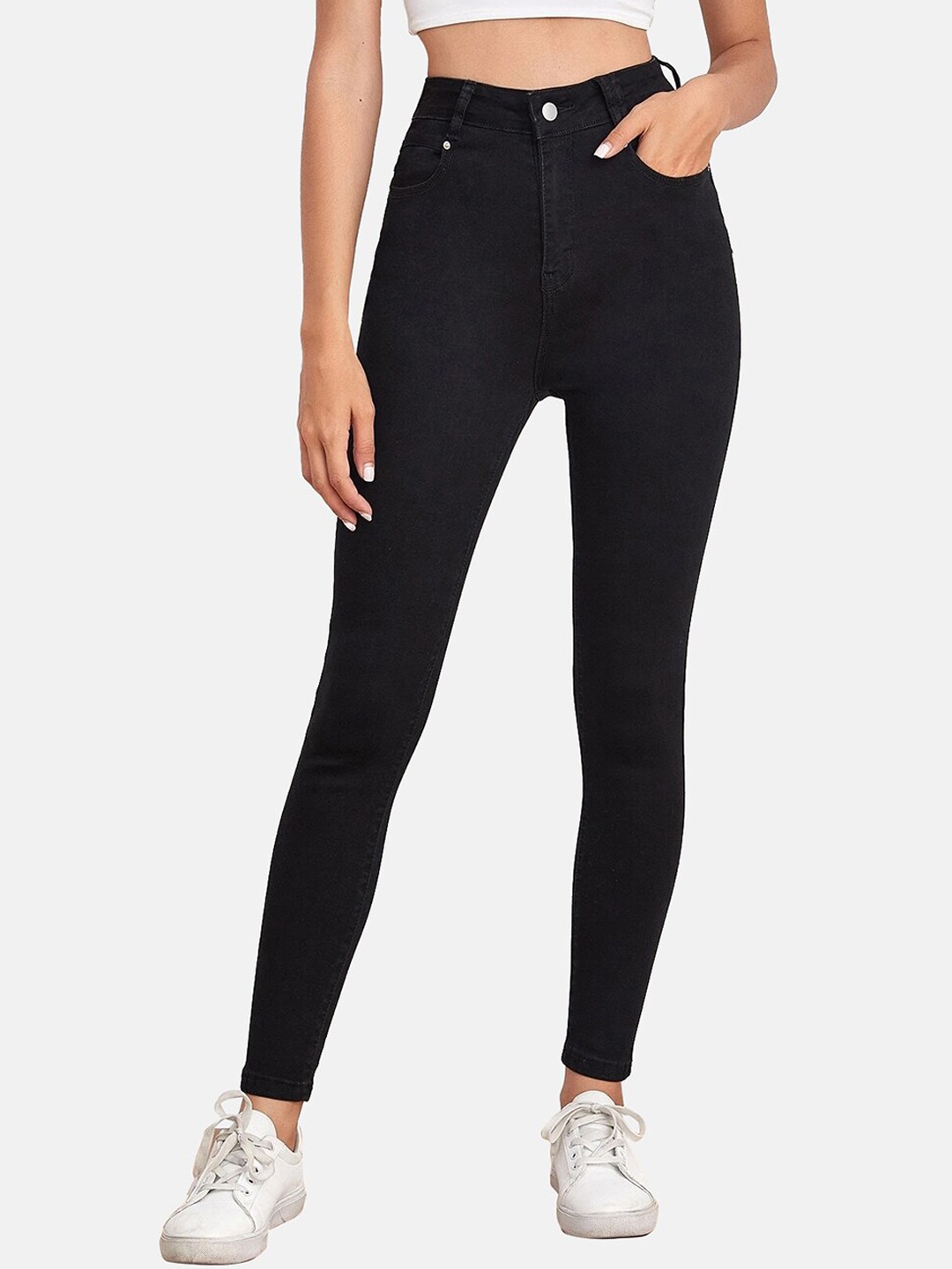 

BUY NEW TREND Women Skinny Fit High-Rise Stretchable Jeans, Black