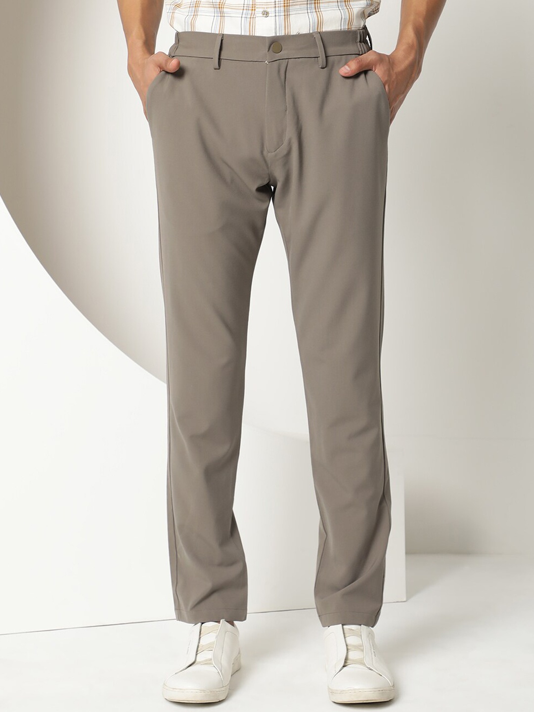 

RARE RABBIT Men Traverse Mid-Rise Slim Fit Trouser, Khaki