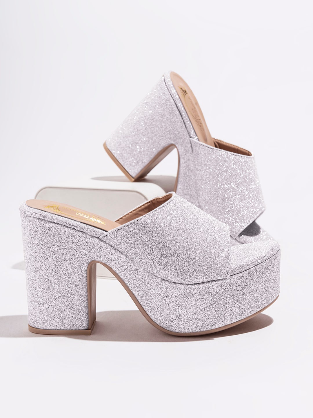 

Shoetopia Embellished Peep Toe Block Heels, Lavender