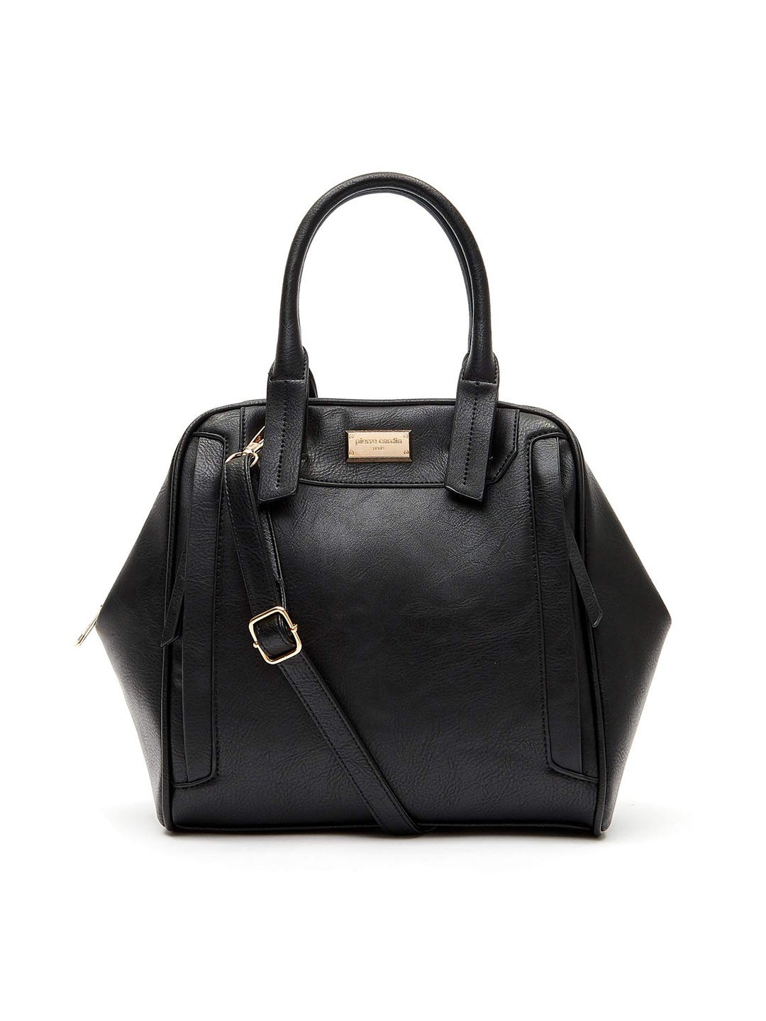 

pierre cardin Black PU Oversized Structured Handheld Bag with Tasselled