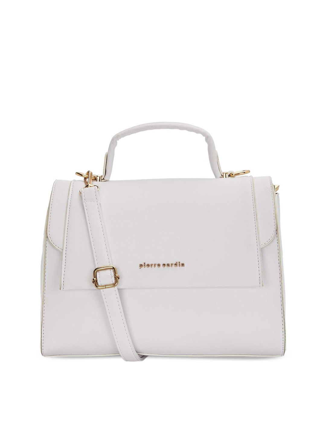 

pierre cardin Textured Structured Satchel Bag, White