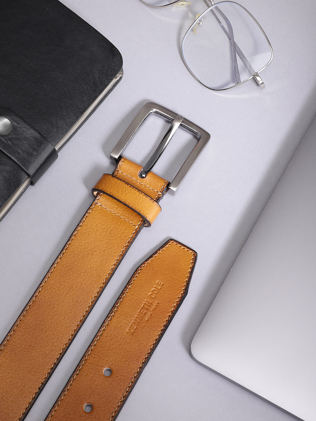 

Kenneth Cole Men Leather Formal Belt, Tan