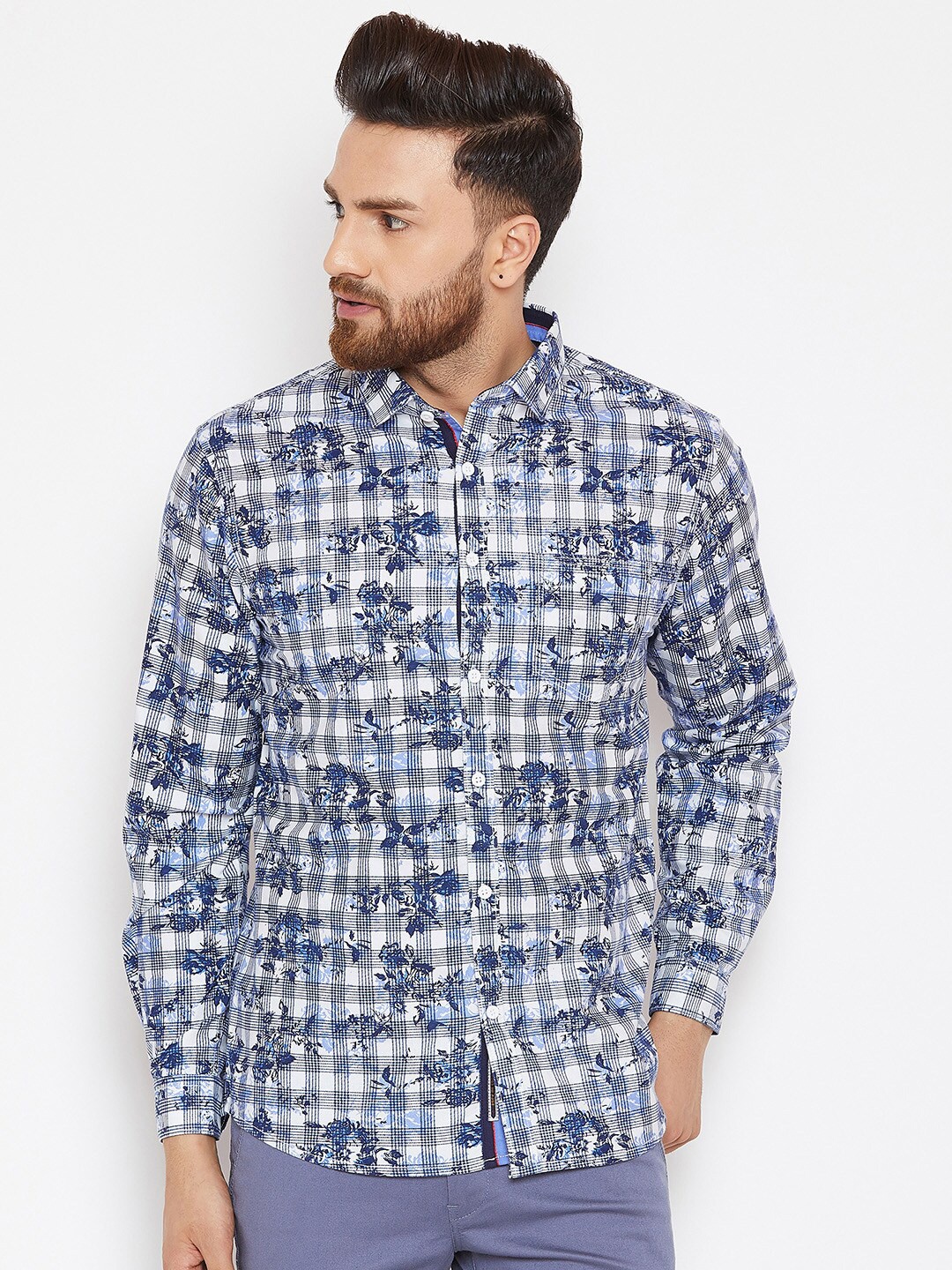 

Canary London Men Navy Blue Smart Slim Fit Floral Printed Casual Shirt