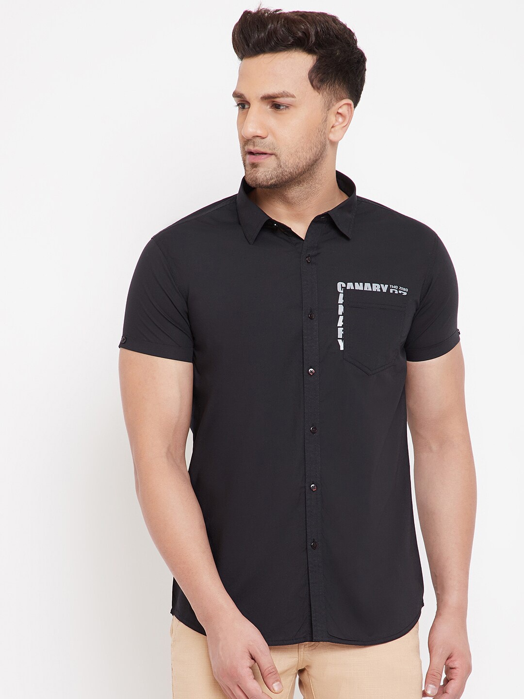 

Canary London Men Black Smart Slim Fit Casual Shirt