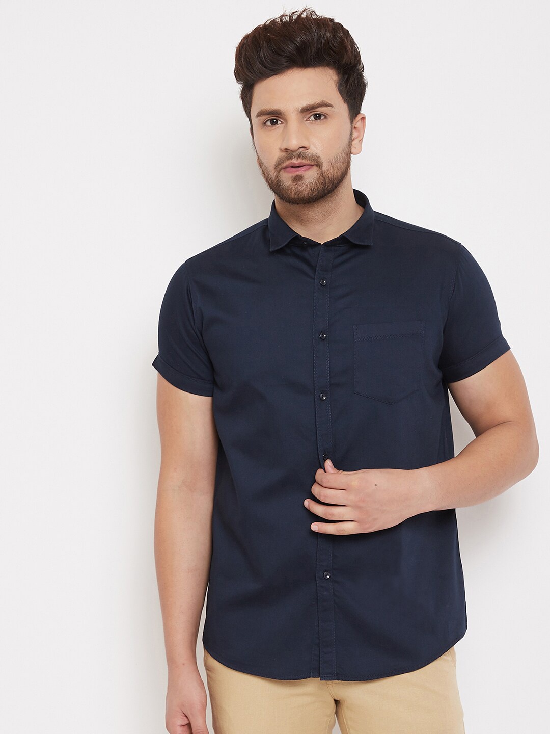 

Canary London Men Navy Blue Smart Slim Fit Casual Shirt