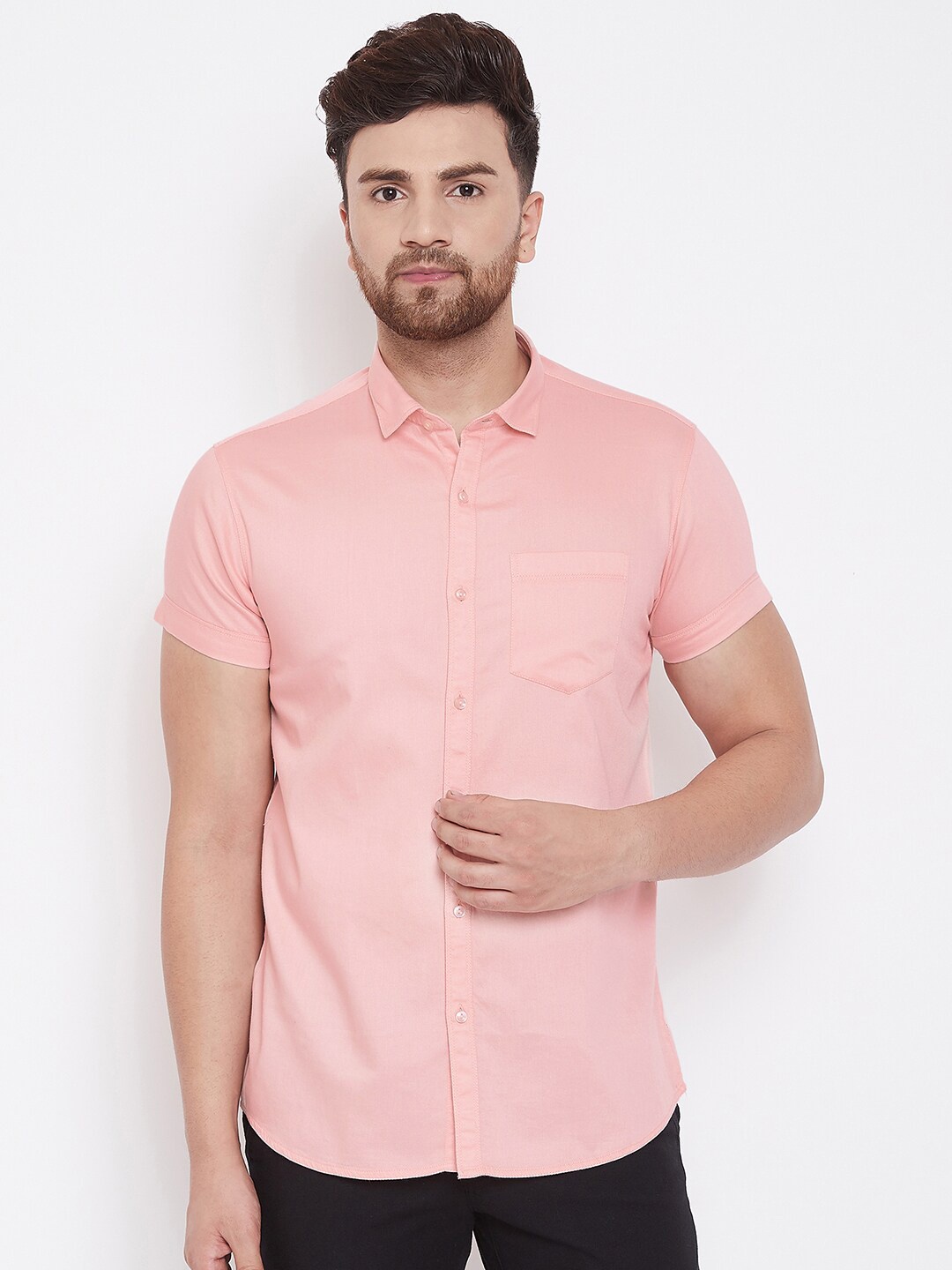 

Canary London Men Peach-Coloured Smart Slim Fit Casual Shirt