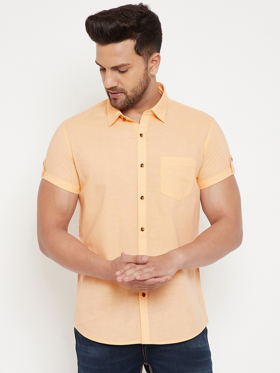 

Canary London Smart Slim Fit Cotton Casual Shirt, Peach