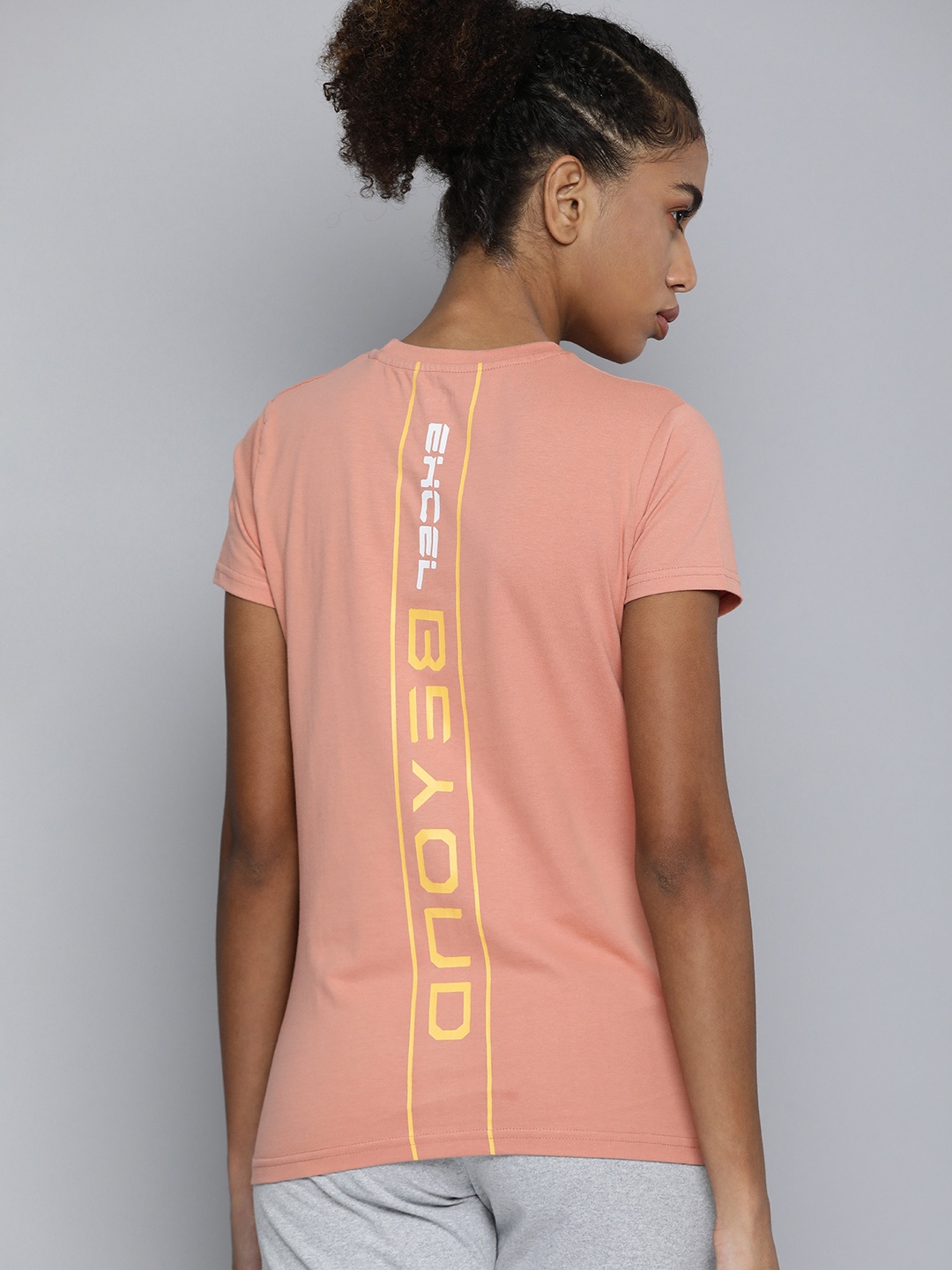 

HRX by Hrithik Roshan Typography Printed Pure Cotton T-shirt, Peach