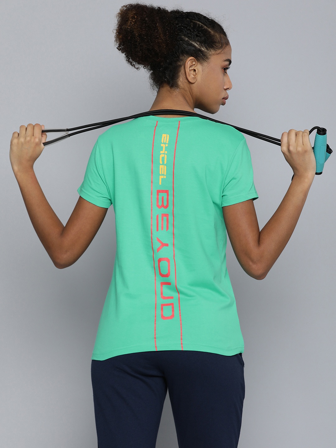 

HRX by Hrithik Roshan Typography Printed Pure Cotton T-shirt, Sea green