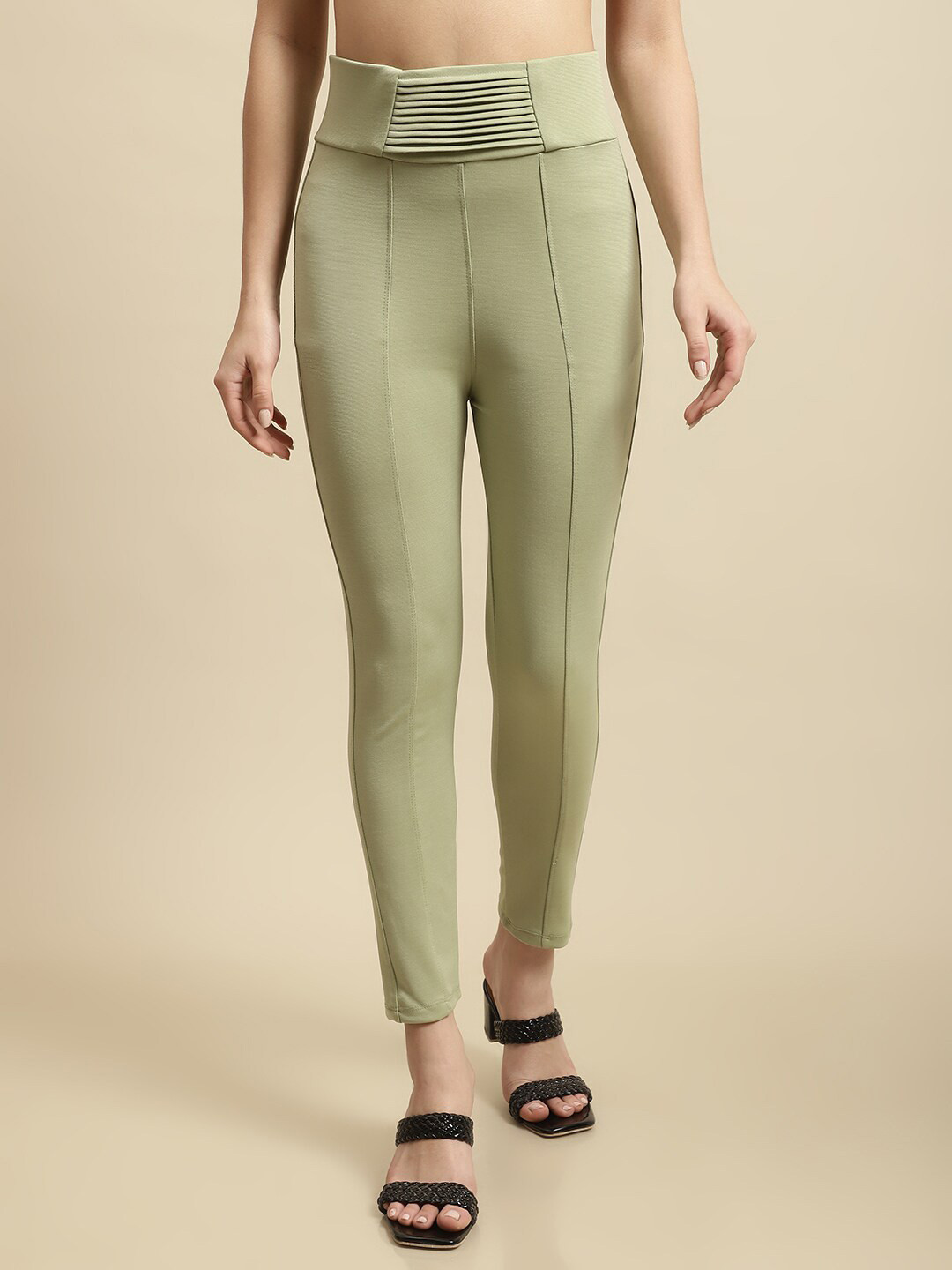 

TAG 7 Women Mid-Rise Skinny Fit Ankle Length Treggings, Lime green