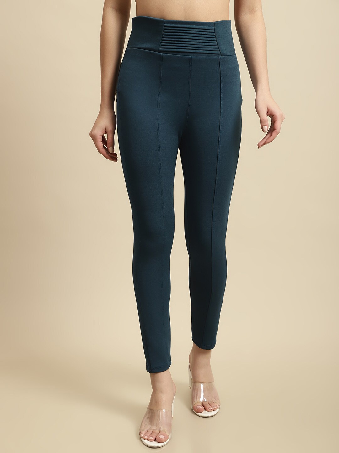 

TAG 7 Women Mid-Rise Skinny Fit Ankle Length Jeggings, Teal