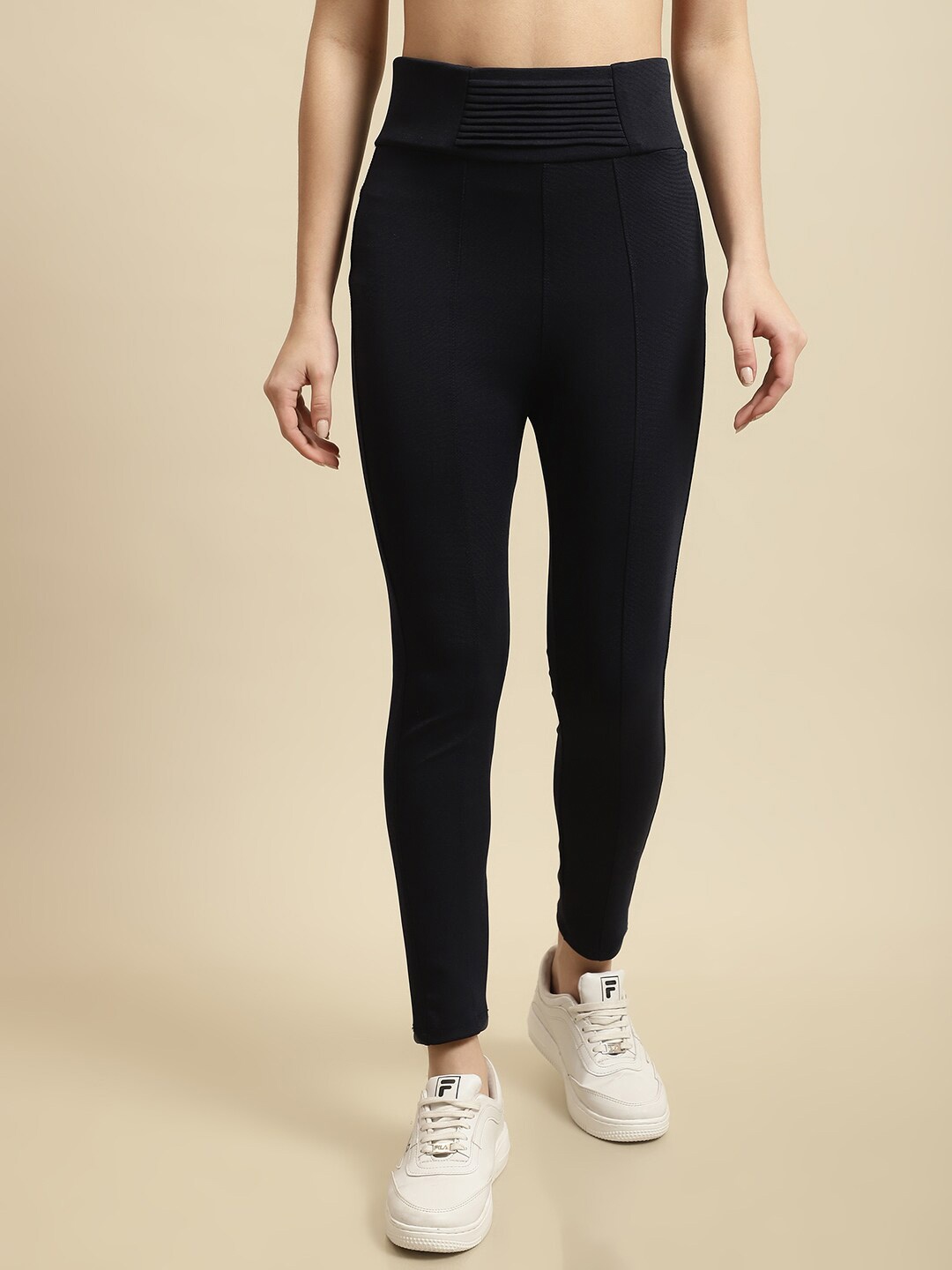 

TAG 7 Women Mid-Rise Skinny Fit Ankle Length Jeggings, Navy blue