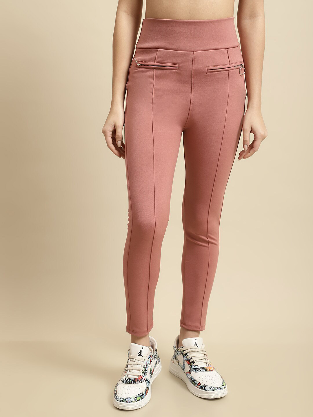 

TAG 7 Women Mid-Rise Skinny Fit Ankle Length Jeggings, Pink