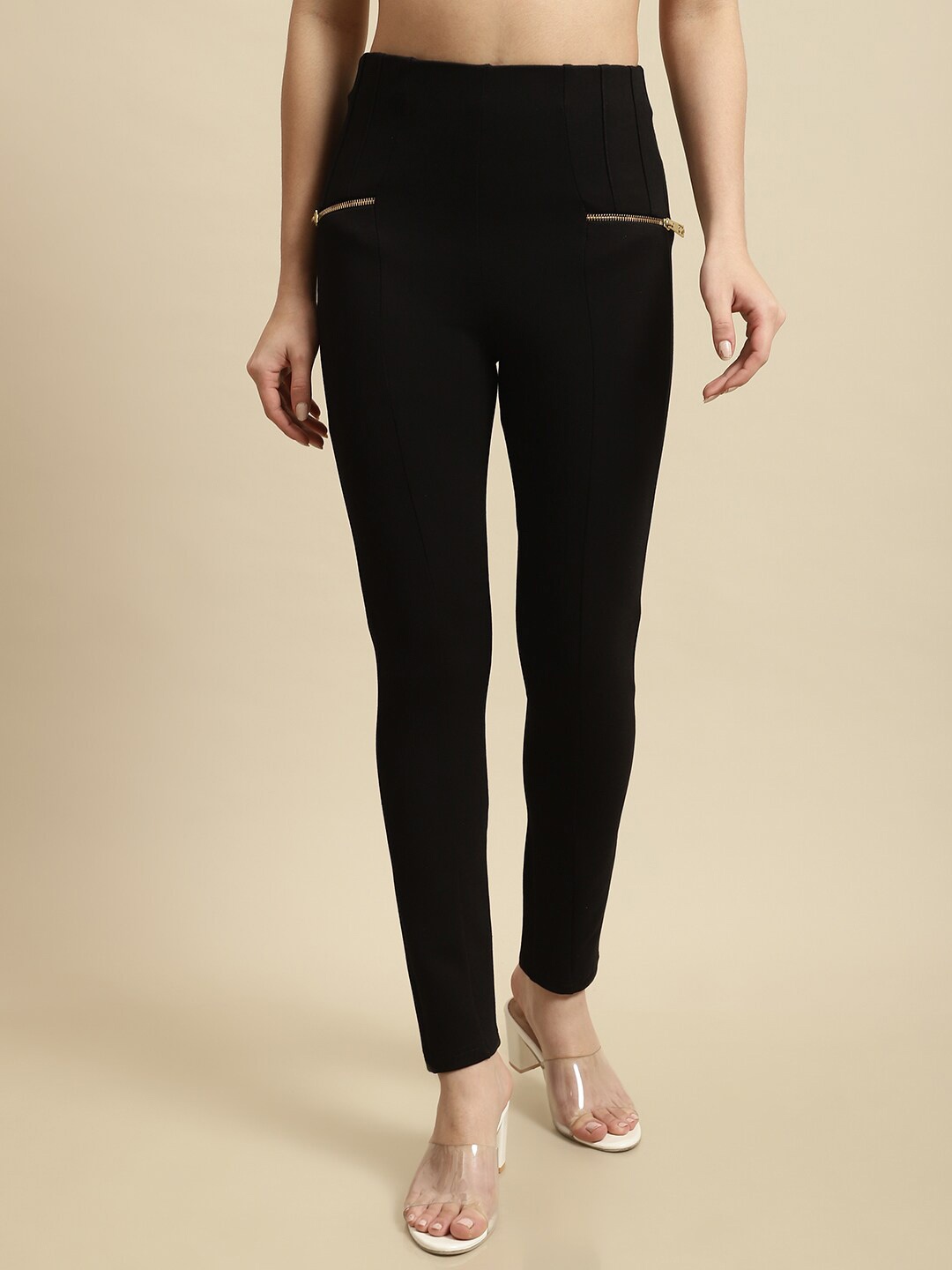 

TAG 7 Women Mid-Rise Skinny Fit Ankle Length Jeggings, Black