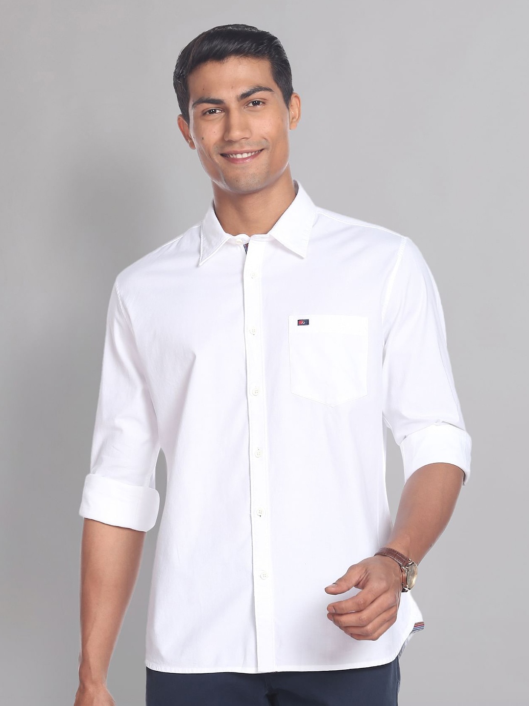 

AD By Arvind Patch Pocket Long Sleeves Slim Fit Casual Shirt, White