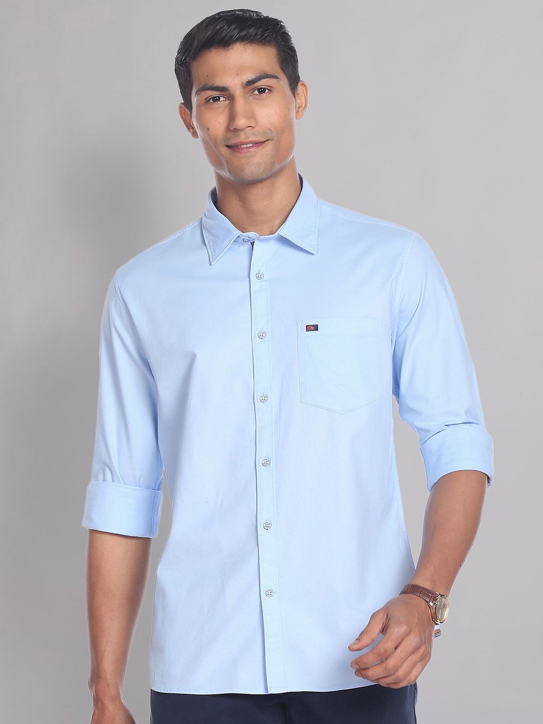 

AD By Arvind Slim Fit Spread Collar Cotton Casual Shirt, Blue